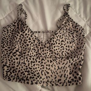Shein cheetah print cross cropped top